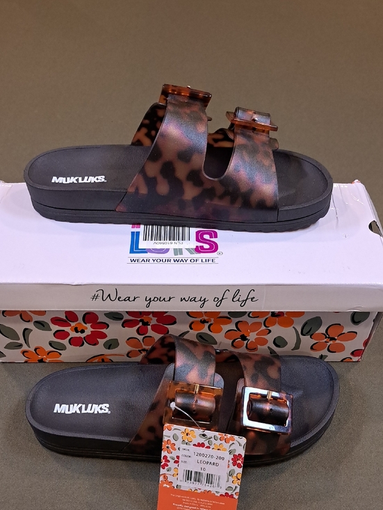 Muk Luks Shoes - Muk Luks Grand Cayman Lucite Sandal - Color: Black Amber Tortoise - Size: 10